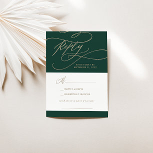 Romantische Green Calligraphy Song Request RSVP Ca Karte