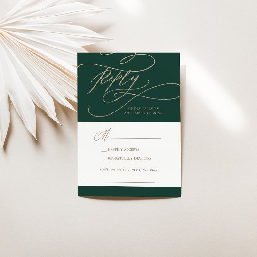 Romantische Green Calligraphy Song Request RSVP Ca Karte