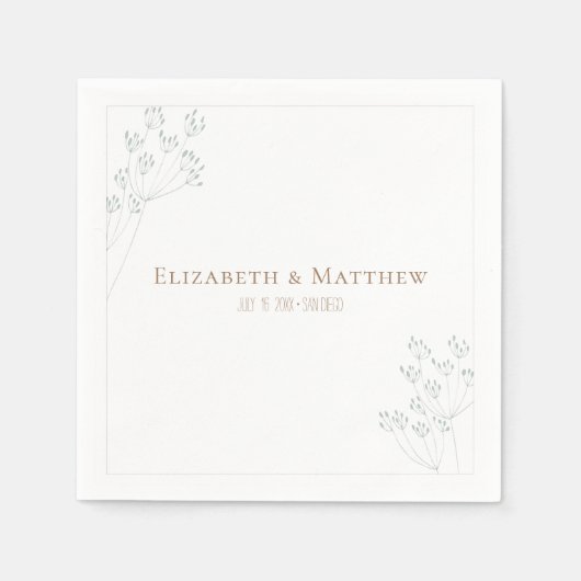 Romantische Grün-Hochzeit Serviette (Vorderseite)