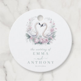 Romantische Grün-Schwan-Hochzeit Geschenkanhänger