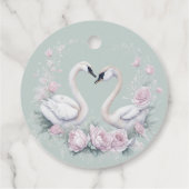 Romantische Grün-Schwan-Hochzeit Geschenkanhänger (Rückseite)