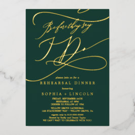 Romantische Grün- und Goldfolie vor meiner Probe Folieneinladung