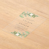 Romantische Grün- und Weiße Blume Hochzeit Acryleinladungen (Ablage )