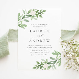 Romantische Grün- und Weiße Blume Hochzeit Einladungspostkarte