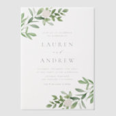Romantische Grün- und Weiße Blume Hochzeit Pergament Einladungen (Vorderseite)