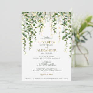 Romantische Grünanlage Garland Hochzeit Einladung