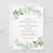 Romantische Grünanlage Wreath Elegante Hochzeit Einladung (Vorderseite)