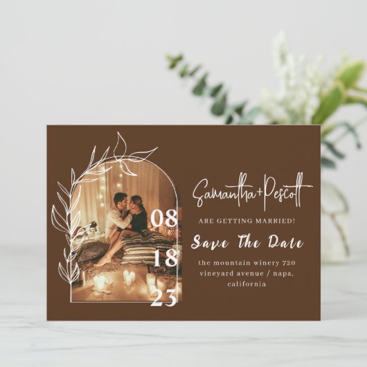 Romantische grüne Arche retten die Datumskarten Einladung (Stehend Vorderseite)