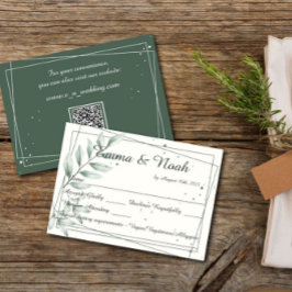 Romantische grüne Blätter für die Hochzeitserie RS RSVP Karte