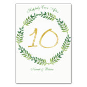Romantische grüne Blätter - Hochzeitskarte10 Ring Tischnummer (Rückseite)