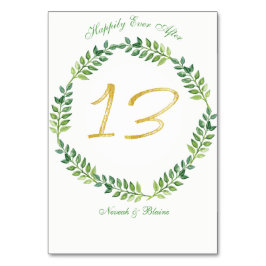 Romantische grüne Blätter - Hochzeitskarte13 Ring Tischnummer