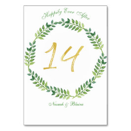 Romantische grüne Blätter - Hochzeitskarte14ring Tischnummer