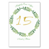 Romantische grüne Blätter - Hochzeitskarte15ring Tischnummer (Rückseite)