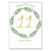 Romantische grüne Blätter - Hochzeitskarte 11 Ring Tischnummer (Rückseite)