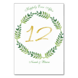 Romantische grüne Blätter - Hochzeitskarte 12ring Tischnummer