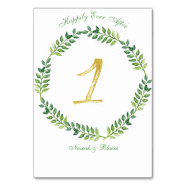 Romantische grüne Blätter - Hochzeitskarte 1 Ring Tischnummer