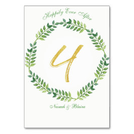 Romantische grüne Blätter - Hochzeitskarte 1 Ring Tischnummer