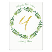 Romantische grüne Blätter - Hochzeitskarte 1 Ring Tischnummer (Rückseite)