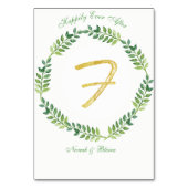 Romantische grüne Blätter - Hochzeitskarte 1 Ring Tischnummer (Rückseite)