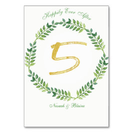 Romantische grüne Blätter - Hochzeitskarte 1 Ring Tischnummer