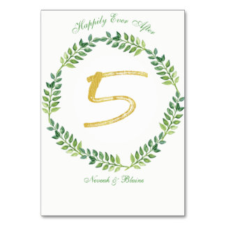 Romantische grüne Blätter - Hochzeitskarte 1 Ring Tischnummer
