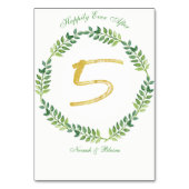 Romantische grüne Blätter - Hochzeitskarte 1 Ring Tischnummer (Vorderseite)
