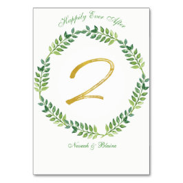 Romantische grüne Blätter - Hochzeitskarte 2 Ring Tischnummer
