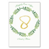 Romantische grüne Blätter - Hochzeitskarte 8 Tischnummer (Rückseite)