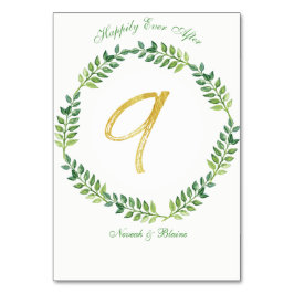 Romantische grüne Blätter - Hochzeitskarte 9 Tischnummer