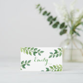 Romantische grüne Blätter - Name Card Platzkarte (Stehend Vorderseite)