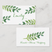 Romantische grüne Blätter - Name Card Platzkarte (Vorne/Hinten)