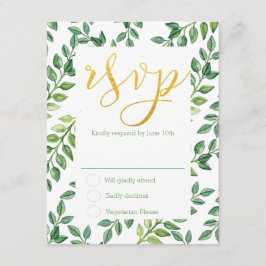 Romantische grüne Blätter - UAWG Wedding Card RSVP Karte