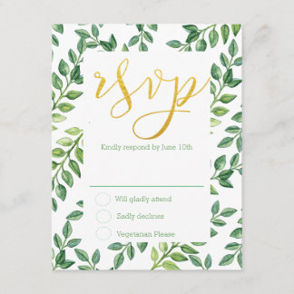 Romantische grüne Blätter - UAWG Wedding Card RSVP Karte