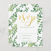 Romantische grüne Blätter - UAWG Wedding Card RSVP Karte (Vorne/Hinten)