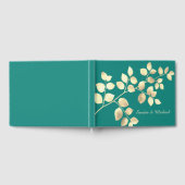 Romantische grüne goldene Blätter Hochzeitsgast Gästebuch (Voll)