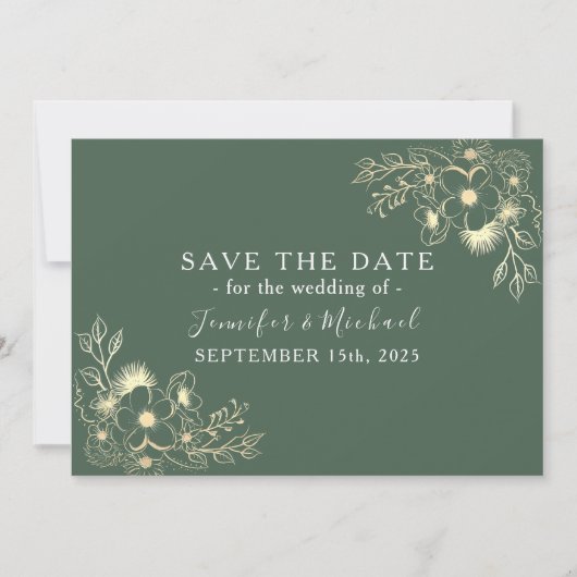 Romantische grüne Hochzeit rettet das Datum Save The Date (Vorderseite)