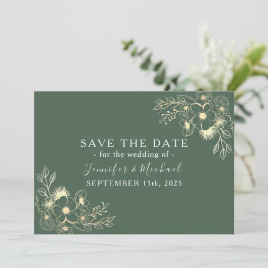 Romantische grüne Hochzeit rettet das Datum Save The Date (Stehend Vorderseite)