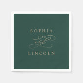 Romantische grüne Kalligrafie Blühe Hochzeit Serviette (Vorderseite)