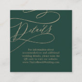 Romantische grüne Kalligrafie QR Code Hochzeitdeta Begleitkarte (Vorderseite)