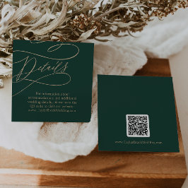 Romantische grüne Kalligrafie QR Code Hochzeitdeta Begleitkarte