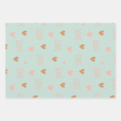 Romantische grüne Liebe Wörter Set von 3 Geschenkpapier Set (Vorderseite)