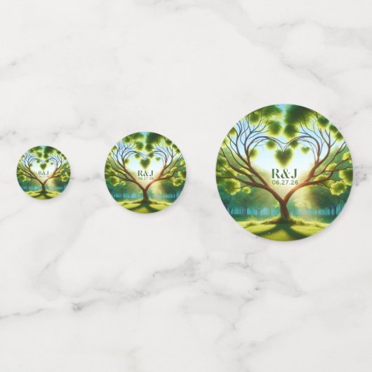 Romantische grüne Monogramm hinzufügen Foto Hochze Konfetti (Vorderseiten)