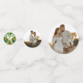 Romantische grüne Monogramm hinzufügen Foto Hochze Konfetti (Rückseiten)