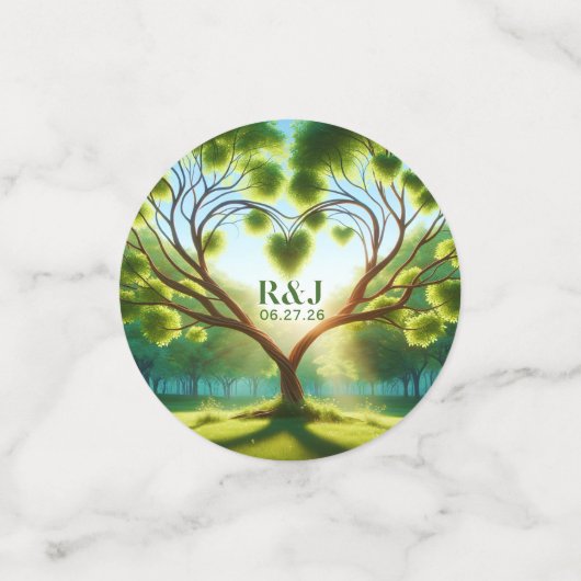 Romantische grüne Monogramm hinzufügen Foto Hochze Konfetti (Klein Vorderseite)