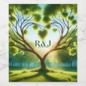 Romantische Grüne Monogramm-Hochzeit Weinetikett (Einzelnes Label)