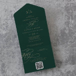 Romantische grüne Monogramm QR Code Hochzeit All In One Einladung<br><div class="desc">Diese romantische grüne QR-Codehochzeit in einer Einladung ist perfekt für eine einfache Hochzeit. Das moderne klassische Design besticht durch extravagante Wirbel und skurrile Schnörkel mit herrlich eleganten,  handgezeichneten Imitaten,  die auf Champagner-Goldfolie-Typografie setzen. Schreiben Sie Ihre Gastadressen auf der Rückseite der gefalteten Einladung,  oder kaufen Sie koordinierende Gästetiketten-Aufkleber (separat erhältlich).</div>