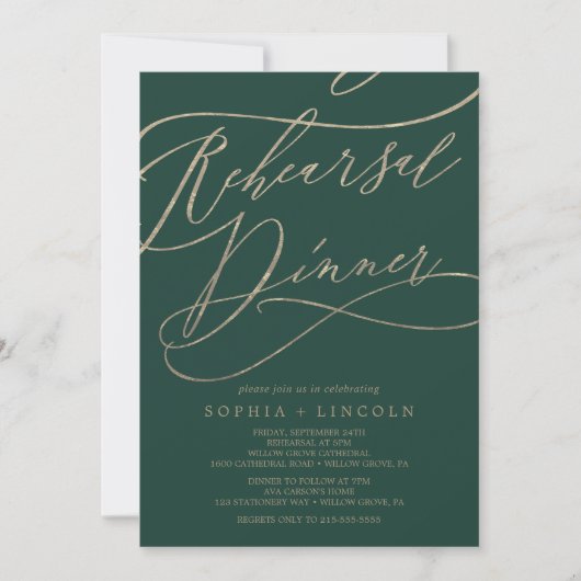 Romantische grüne Probe Einladung (Vorderseite)