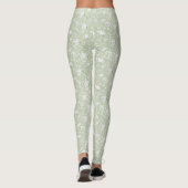 Romantische grüne weiße Blumen Leggings (Rückseite)