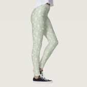Romantische grüne weiße Blumen Leggings (Rechts)