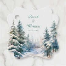 Romantische grüne Winterwald-Gastgeschenk Hochzeit